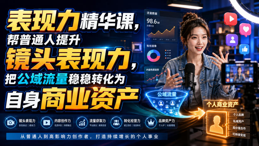 表现力精华课，帮普通人提升镜头表现力，把公域流量稳稳转化为自身商业资产-HEIXMI（中国站）
