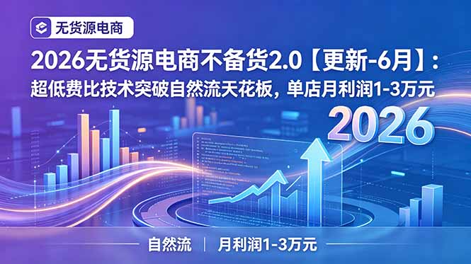 2026无货源电商不备货2.0【更新-7月】：超低费比技术突破自然流天花板，单店月利润1-3万元-HEIXMI（中国站）