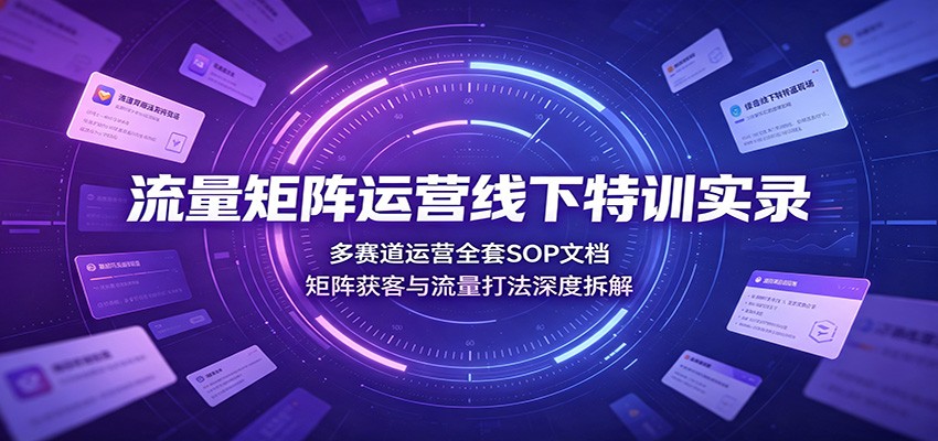 流量矩阵运营线下特训实录：多赛道运营全套SOP文档，矩阵获客与流量打法深度拆解-HEIXMI（中国站）