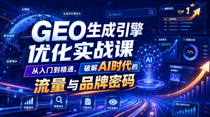 GEO生成引擎优化实战课，从入门到精通，破解AI时代的流量与品牌密码-HEIXMI（中国站）