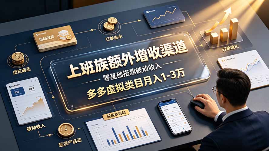上班族额外增收渠道，零基础搭建被动收入，多多虚拟类目月入 1-3 万-HEIXMI（中国站）