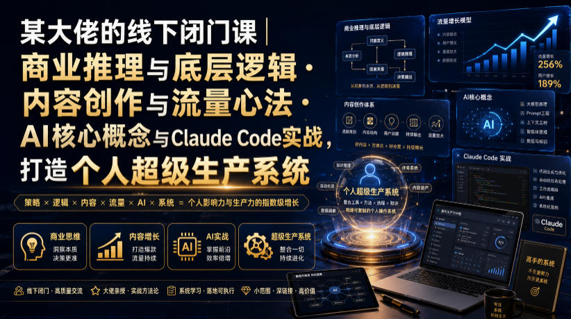 某大佬的线下闭门课｜商业推理与底层逻辑・内容创作与流量心法・AI核心概念与Claude Code实战，打造个人超级生产系统【录音+图片】-HEIXMI（中国站）