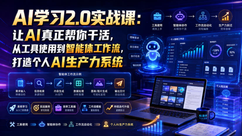AI学习2.0实战课：让AI真正帮你干活，从工具使用到智能体工作流，打造个人AI生产力系统-HEIXMI（中国站）