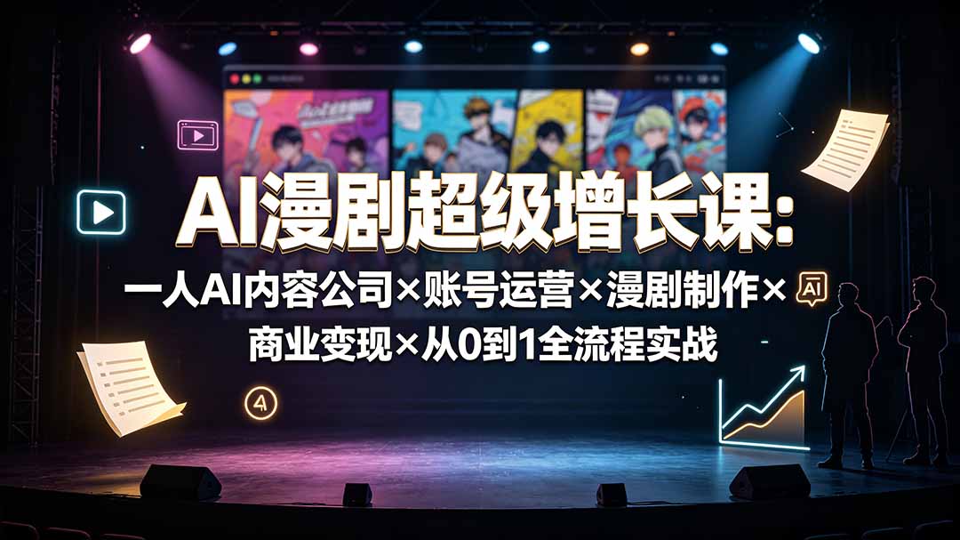 AI漫剧超级增长课：一人AI内容公司×账号运营×漫剧制作×商业变现×从0到1全流程实战-HEIXMI（中国站）