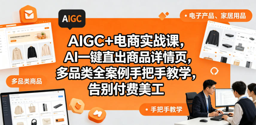 AIGC+电商实战课，AI一键直出商品详情页，多品类全案例手把手教学，告别付费美工(更新0725)-HEIXMI（中国站）