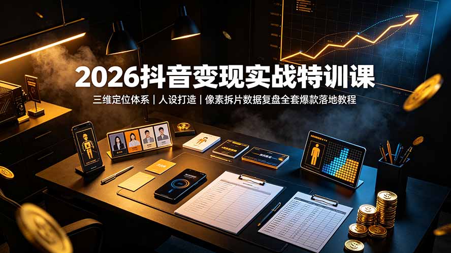 2026抖音变现实战特训课：三维定位体系｜人设打造｜像素拆片数据复盘全套爆款落地教程-HEIXMI（中国站）