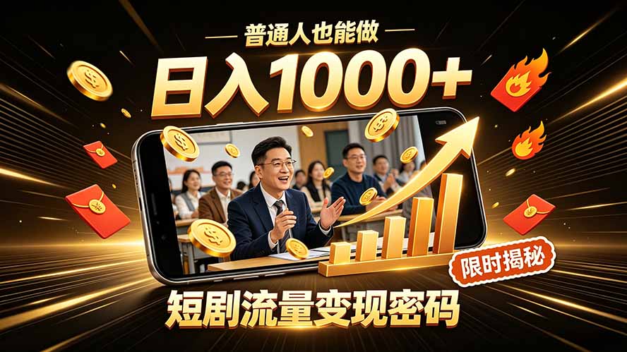 一部手机做短剧分发，不用真人出镜、不用拍摄剧本，快手流量变现日赚千元-HEIXMI（中国站）