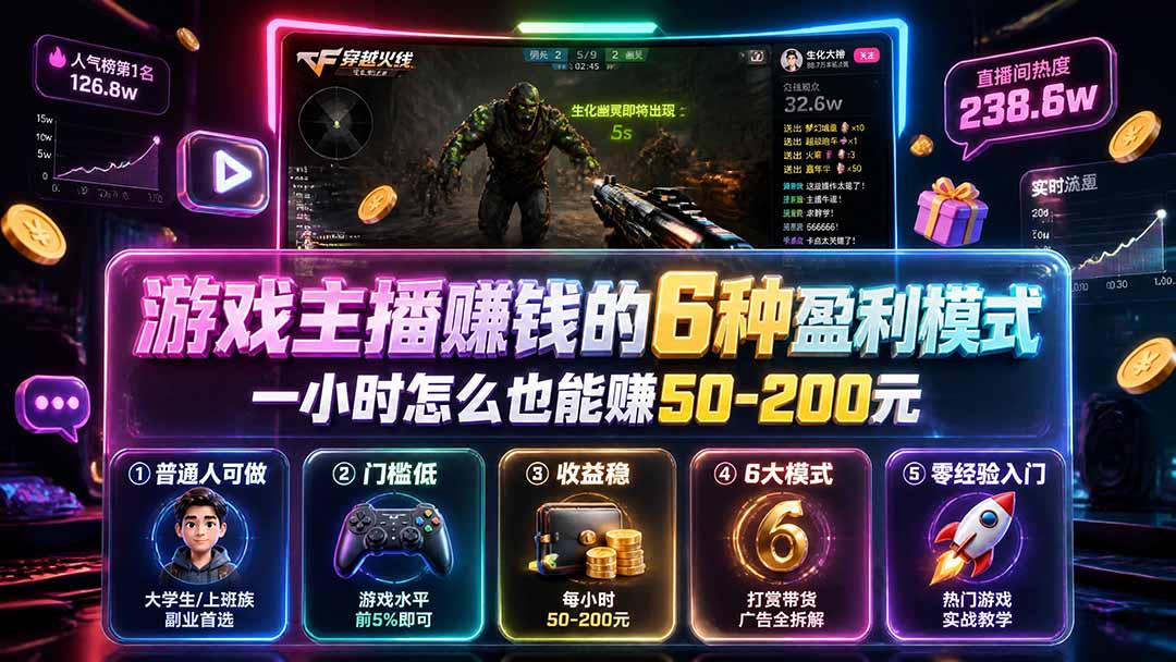 付费文章：游戏主播赚钱的6种盈利模式，一小时怎么也能赚50-200元-HEIXMI（中国站）