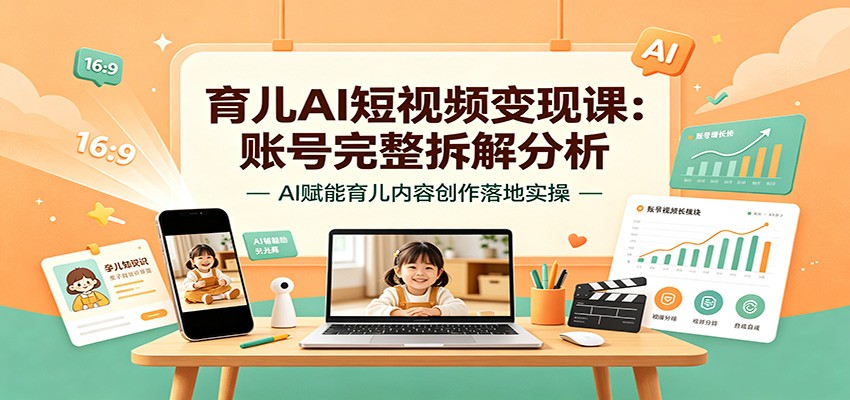 育儿AI短视频变现课：账号完整拆解分析，AI赋能育儿内容创作落地实操-HEIXMI（中国站）