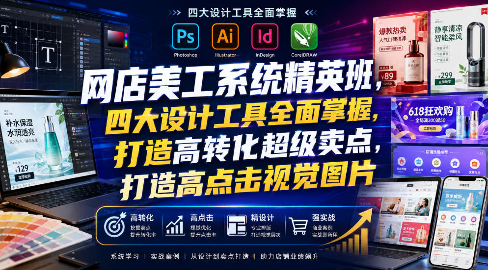 网店美工系统精英班，四大设计工具全面掌握，打造高转化超级卖点，打造高点击视觉图片(2026年7月)-HEIXMI（中国站）