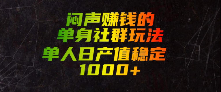 闷声賺钱的单身社群玩法，单人日产值稳定1000+【揭秘】-HEIXMI（中国站）