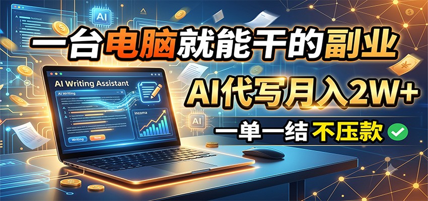 一台电脑就能干的副业，AI代写月入2W+，一单一结不压款-HEIXMI（中国站）