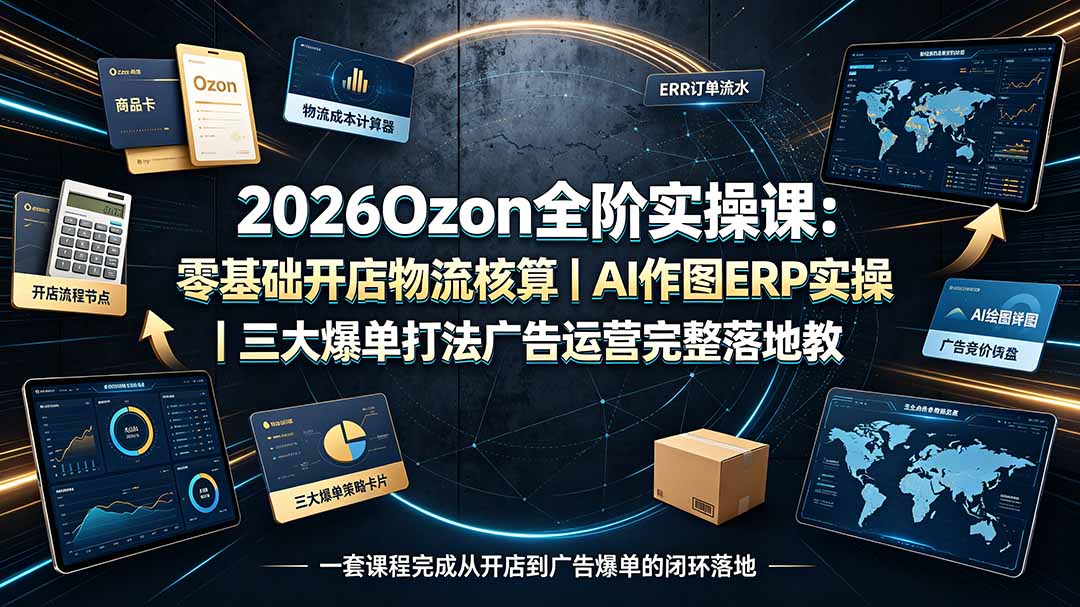 2026Ozon全阶实操课：零基础开店物流核算｜AI作图ERP实操｜三大爆单打法广告运营完整落地教程-HEIXMI（中国站）