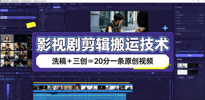 影视剧剪辑搬运技术，洗稿+三创=20分一条原创视频-HEIXMI（中国站）