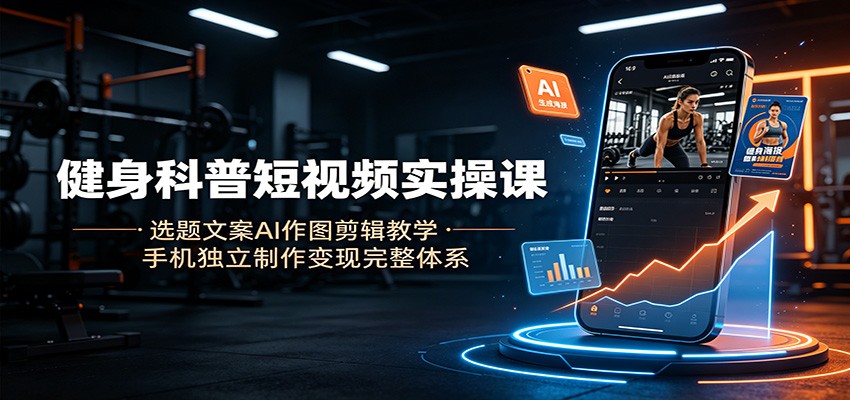 健身科普短视频实操课：选题文案AI作图剪辑教学，手机独立制作变现完整体系-HEIXMI（中国站）