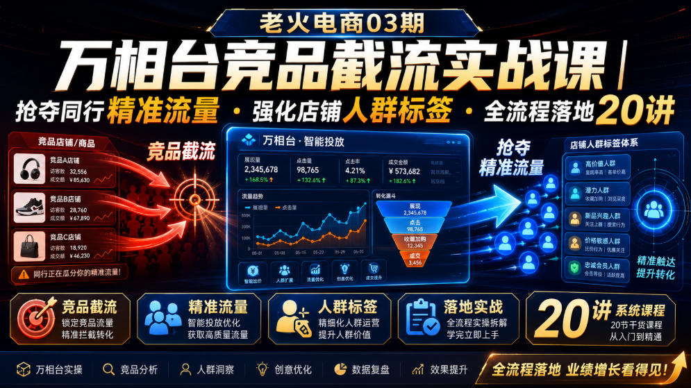 老火电商03期・万相台竞品截流实战课｜抢夺同行精准流量・强化店铺人群标签・全流程落地20讲-HEIXMI（中国站）