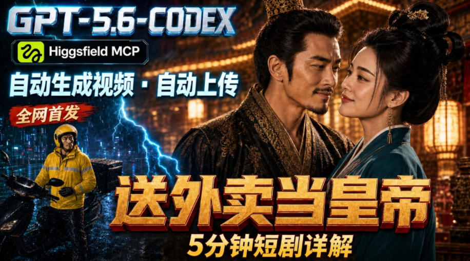 GPT-5.6 Codex+Higgsfield MCP：一条指令生成5分钟短剧并自动上传YouTube(油管)-HEIXMI（中国站）