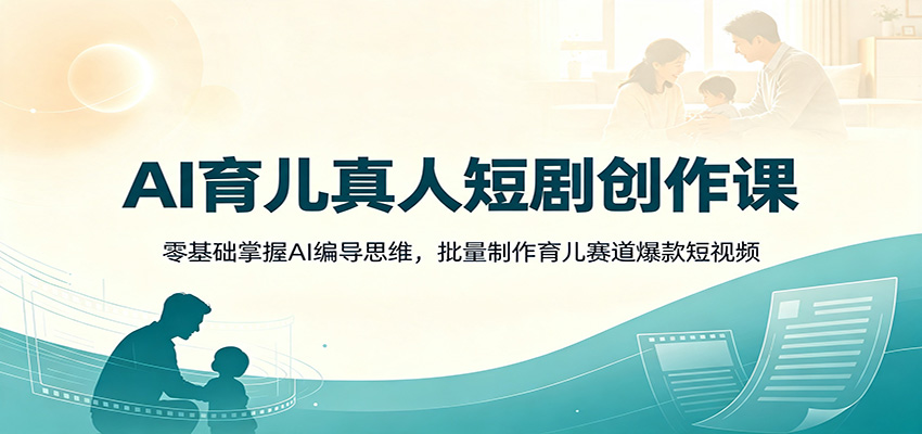 AI育儿真人短剧创作课：零基础掌握AI编导思维，批量制作育儿赛道爆款短视频-HEIXMI（中国站）