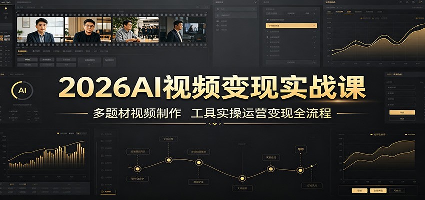 2026AI视频变现实战课：多题材视频制作，工具实操运营变现全流程-HEIXMI（中国站）