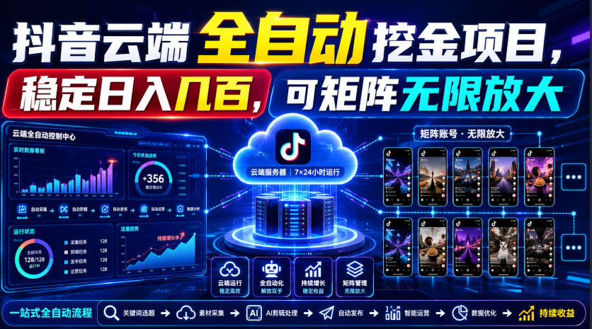 Dy云端全自动挖金项目，稳定日入几百，可矩阵无限放大！【揭秘】-HEIXMI（中国站）