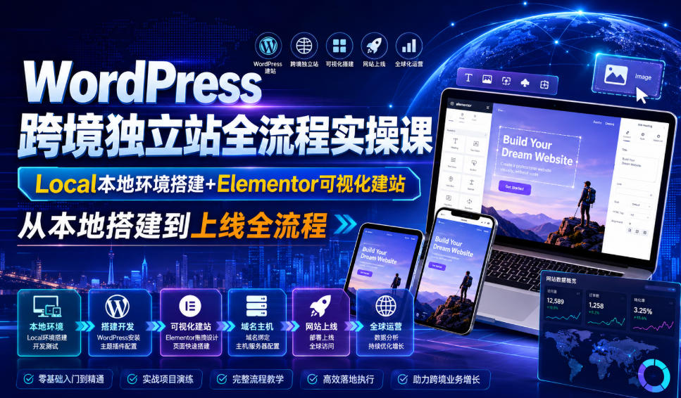 WordPress跨境独立站全流程实操课｜Local本地环境搭建+Elementor可视化建站，从本地搭建到上线全流程-HEIXMI（中国站）
