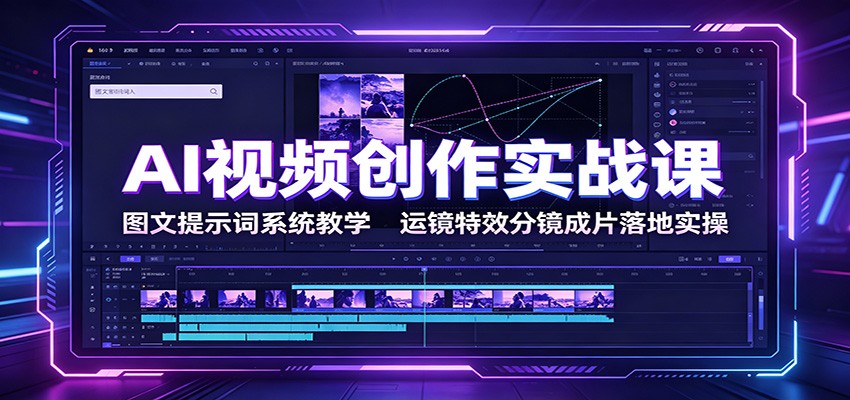 AI视频创作实战课：图文提示词系统教学，运镜特效分镜成片落地实操-HEIXMI（中国站）