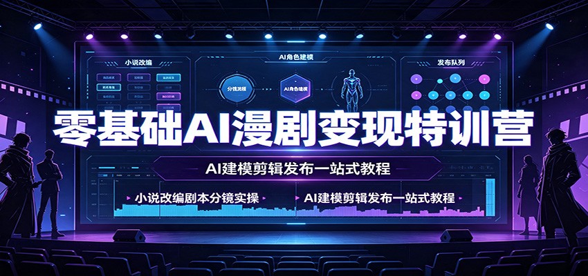 零基础AI漫剧变现特训营：小说改编剧本分镜实操，AI建模剪辑发布一站式教程-HEIXMI（中国站）