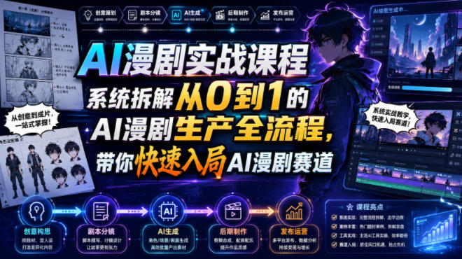 AI漫剧实战课程，系统拆解从0到1的AI漫剧生产全流程，带你快速入局AI漫剧赛道-HEIXMI（中国站）