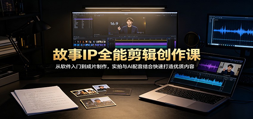 故事IP全能剪辑创作课：从软件入门到成片制作，实拍与AI配音结合快速打造优质内容-HEIXMI（中国站）