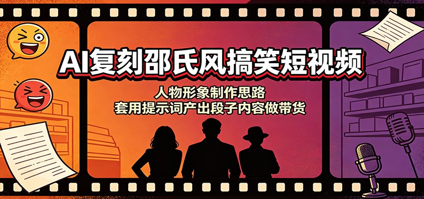 AI复刻邵氏风搞笑短视频：人物形象制作思路，套用提示词产出段子内容做带货-HEIXMI（中国站）