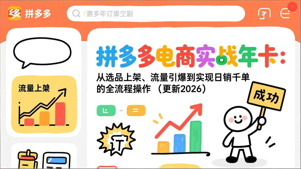 拼多多电商实战年卡：从选品上架、流量引爆到实现日销千单的全流程操作(更新2026年8月-HEIXMI（中国站）