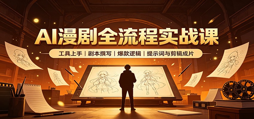 AI漫剧全流程实战课：工具上手、剧本撰写、爆款逻辑、提示词与剪辑成片-HEIXMI（中国站）