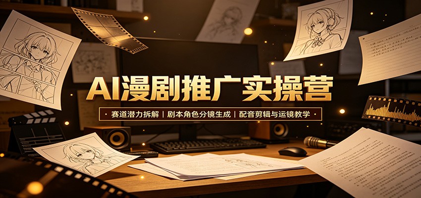 AI漫剧推广实操营：赛道潜力拆解，剧本角色分镜生成，配音剪辑与运镜教学-HEIXMI（中国站）