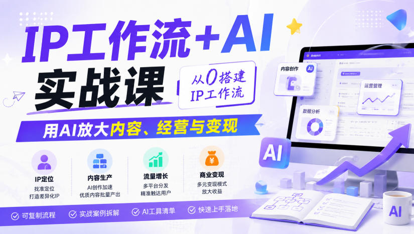 IP工作流+AI实战课，从0搭建IP工作流，用AI放大内容、经营与变现-HEIXMI（中国站）