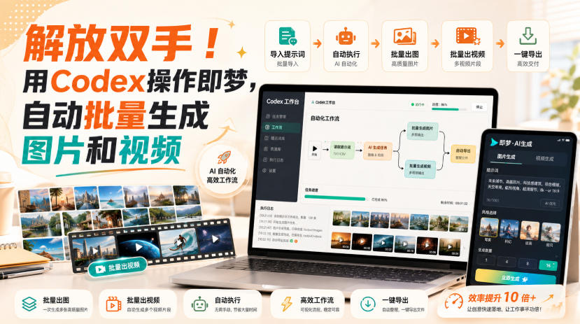 解放双手！用Codex操作即梦，自动批量生成图片和视频-HEIXMI（中国站）