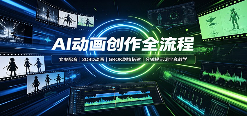 AI动画创作全流程：文案配音，2D3D动画，GROK剧情搭建，分镜提示词全套教学-HEIXMI（中国站）