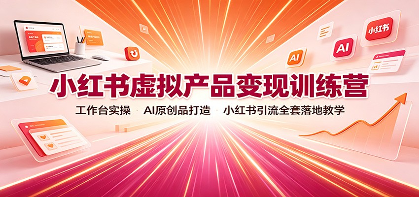 小红书虚拟产品变现训练营：工作台实操，AI原创品打造，小红书引流全套落地教学-HEIXMI（中国站）