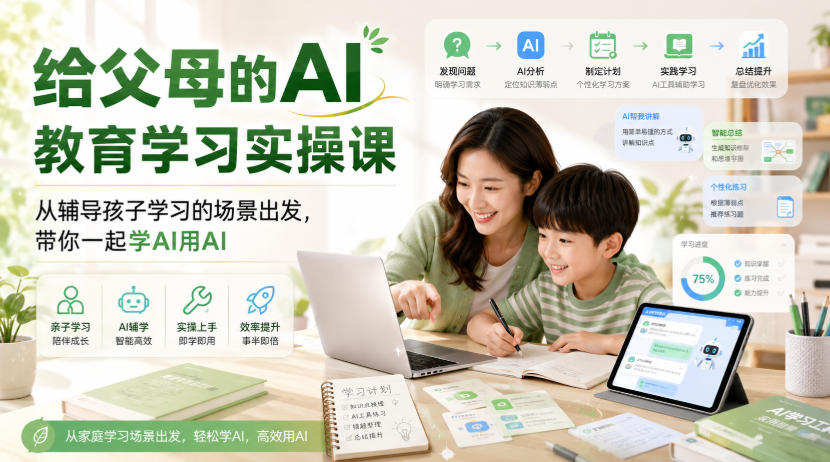 给父母的AI教育学习实操课，从辅导孩子学习的场景出发，带你一起学AI用AI-HEIXMI（中国站）