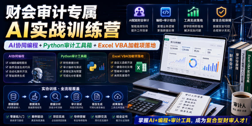 财会审计专属AI实战训练营｜AI协同编程+Python审计工具箱+Excel VBA加载项落地(更新0816)-HEIXMI（中国站）