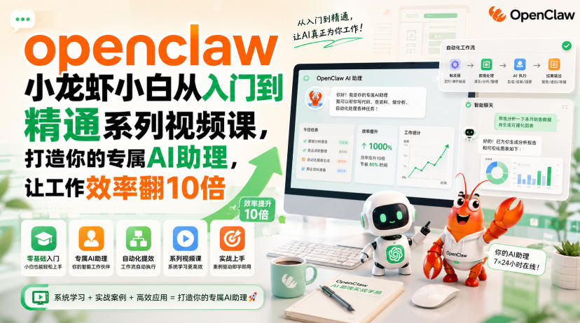 openclaw小龙虾小白从入门到精通系列视频课，打造你的专属AI助理，让工作效率翻10倍-HEIXMI（中国站）
