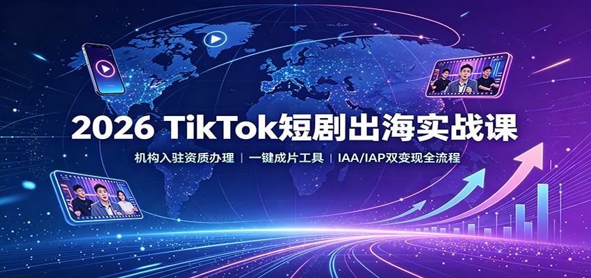 2026 TikTok短剧出海实战课：机构入驻资质办理，一键成片工具，IAA/IAP双变现全流程-HEIXMI（中国站）