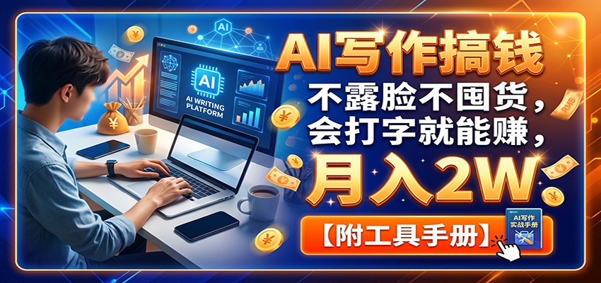 AI写作搞钱：不露脸不囤货，会打字就能赚，月入2W【附工具手册】-HEIXMI（中国站）