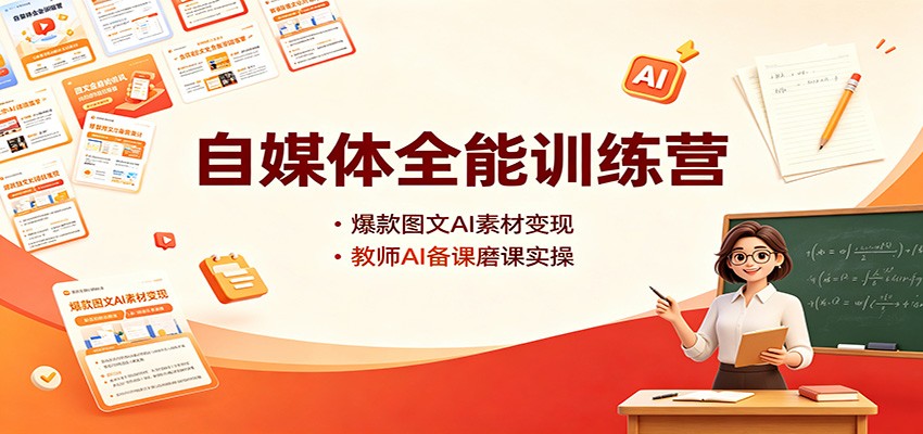 自媒体全能训练营：爆款图文AI素材变现，教师AI备课磨课实操-HEIXMI（中国站）