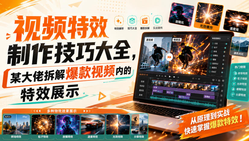 视频特效制作技巧大全，某大佬拆解爆款视频内的特效展示-HEIXMI（中国站）