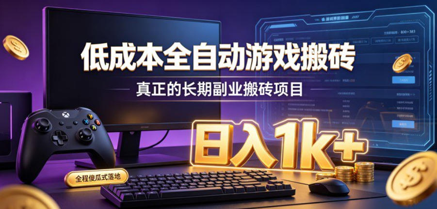 低成本全自动游戏搬砖，真正的长期副业搬砖项目，日入1k+，全程傻瓜式落地【揭秘】-HEIXMI（中国站）