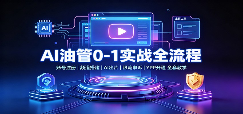 AI油管0-1实战：账号注册频道搭建，AI出片，限流申诉，YPP开通全套教学-HEIXMI（中国站）