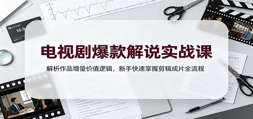 电视剧爆款解说实战课：解析作品增量价值逻辑，新手快速掌握剪辑成片全流程-HEIXMI（中国站）