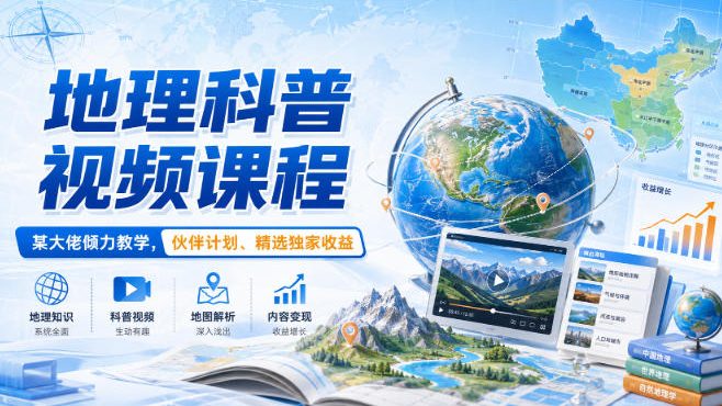 地理科普视频课程，某大佬倾力教学，伙伴计划、精选独家收益-HEIXMI（中国站）