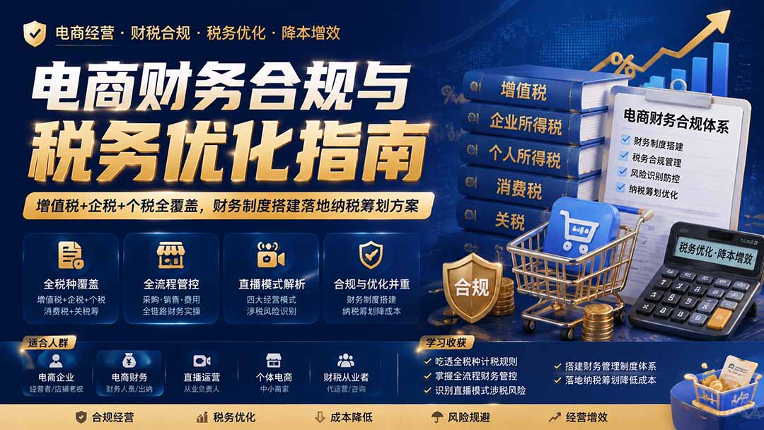 电商财务合规与税务优化指南：增值税+企税+个税全覆盖，财务制度搭建落地纳税筹划方案-HEIXMI（中国站）