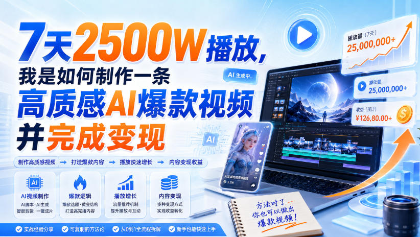 7天2500W播放，我是如何制作一条高质感AI爆款视频并完成变现-HEIXMI（中国站）
